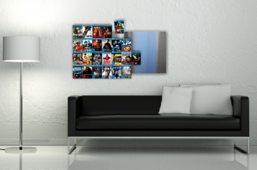 The picture shows two Blu-ray wall shelves placed side by side